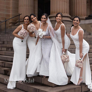 Elegant Scoop Sleeveless Side slit  Mermaid Bridesmaid Dressess, BDS0346