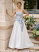 Vintage Blue Lace Satin Strapless Big Bow A-Line Long Wedding Guest Dress,PDS118743