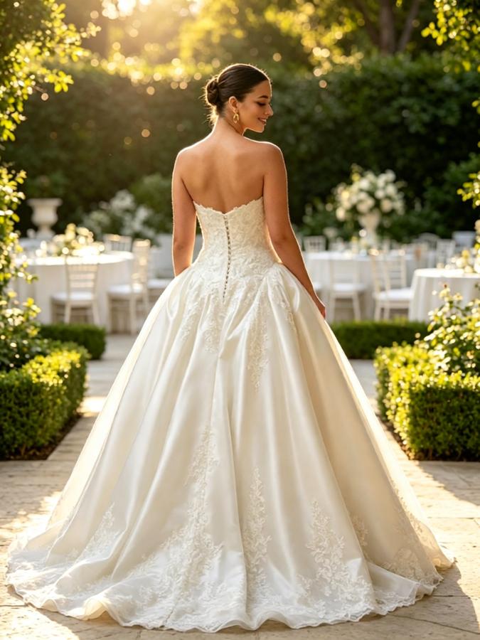 Sparkly V-Neck Sleeveless Lace Appliques Organza A-Line Floor Length Wedding Dresses, WD0394