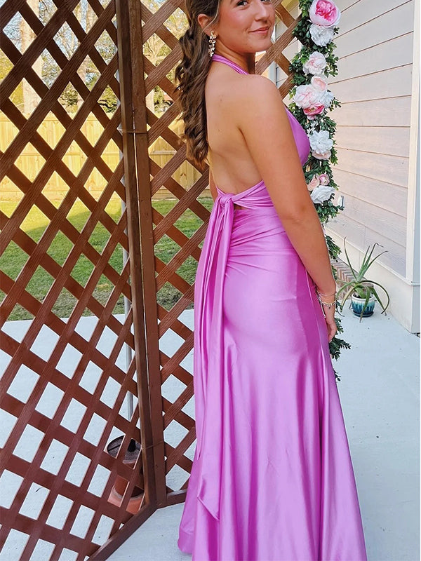 Elegant Halter V-Neck Sleeveless Mermaid Long Prom Party Dress,PDS11791