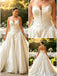 Sparkly V-Neck Sleeveless Lace Appliques Organza A-Line Floor Length Wedding Dresses, WD0394