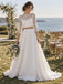 Boho Lace 3/4 Sleeve Two Piece Chiffon A-Line Wedding Dress, WD0412