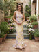 Dreamy Pale Yellow Tulle 3D Floral Strapless Mermaid Evening Dress,PDS118745