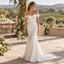 Delicate Off Shoulder Sleeveless Satin Mermaid Long Wedding Gown, WD0413