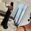 Black V-neck Sleeveless Side Slit Mermaid Floor Length Prom Dress,PDS11637