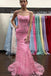 Sexy Spaghetti Straps Sleeveless Lace Applique Mermaid Long Prom Dress,PDS11566