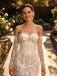 Stunning Off Shoulder Lace Appliques Tulle Floor Length Wedding Dresses, WD0396