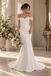 Delicate Off Shoulder Sleeveless Satin Mermaid Long Wedding Gown, WD0413