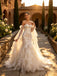 Stunning Off Shoulder Lace Appliques Tulle Floor Length Wedding Dresses, WD0396