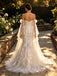 Stunning Off Shoulder Lace Appliques Tulle Floor Length Wedding Dresses, WD0396