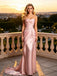 Blush Pink Satin Strapless Draped Mermaid Gown with Floral Details,PDS118554