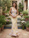 Dreamy Pale Yellow Tulle 3D Floral Strapless Mermaid Evening Dress,PDS118745