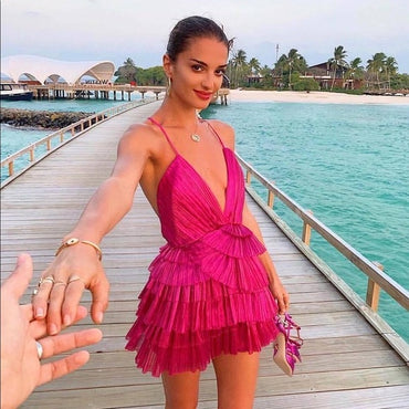 Sexy Spaghetti straps V-neck Short Homecoming Dresses, HDS0086