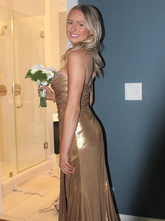 Sparkly Sweetheart Side Slit Sleeveless Mermaid Long Prom Party Dress,PDS11818