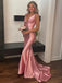 Cute V-Neck Ruched Sleeveless Mermaid Long Prom Party Dress,PDS11768