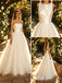 Simple Scoop Sleeveless Tulle A-Line Floor Length Wedding Dresses, WD0395