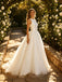Simple Scoop Sleeveless Tulle A-Line Floor Length Wedding Dresses, WD0395