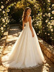 Simple Scoop Sleeveless Tulle A-Line Floor Length Wedding Dresses, WD0395