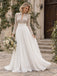 Exquisite High Collar Beaded Lace Long Sleeve Chiffon Wedding Dress, WD0414