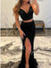 Sexy Spaghetti straps V-neck Side slit Mermaid Long Prom Dress,PDS1106