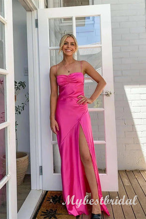 Simple Spaghetti Straps Sleeveless Mermaid Long Prom Dress,PDS11750
