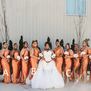 Mismatched Sexy Sweetheart Side slit Mermaid Bridesmaid Dressess, BDS0339