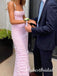 Pink Spaghetti Straps Sleeveless Mermaid Long Prom Dress,PDS11708