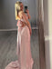 Cute Pink V-Neck Spaghetti Straps Sleeveless Mermaid Long Prom Party Dress,PDS11794