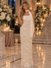 Ivory 3D Floral Chiffon Halter Scarf Neck Mermaid Evening Prom Gown,PDS118556