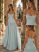 Romantic Off Shoulder Ruched Chiffon A-Line Long Prom Dress,PDS118656