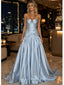 Pretty Sweetheart Pleats Sleeveless A-Line Satin Long Prom Party Dress,PDS118536
