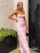 Pink Spaghetti Straps Sleeveless Mermaid Long Prom Dress,PDS11708