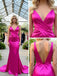 Azalea Sexy V-neck Sleeveless Satin Mermaid Long Prom Party Dress,PDS11843
