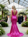 Azalea Sexy V-neck Sleeveless Satin Mermaid Long Prom Party Dress,PDS11843