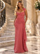 Vintage Rose Halter Twist Draped Chiffon Mermaid Long Evening Dress,PDS118796
