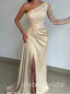 Elegant One Shoulder Sleeveless Mermaid  Floor Length Prom Dress,PDS11658