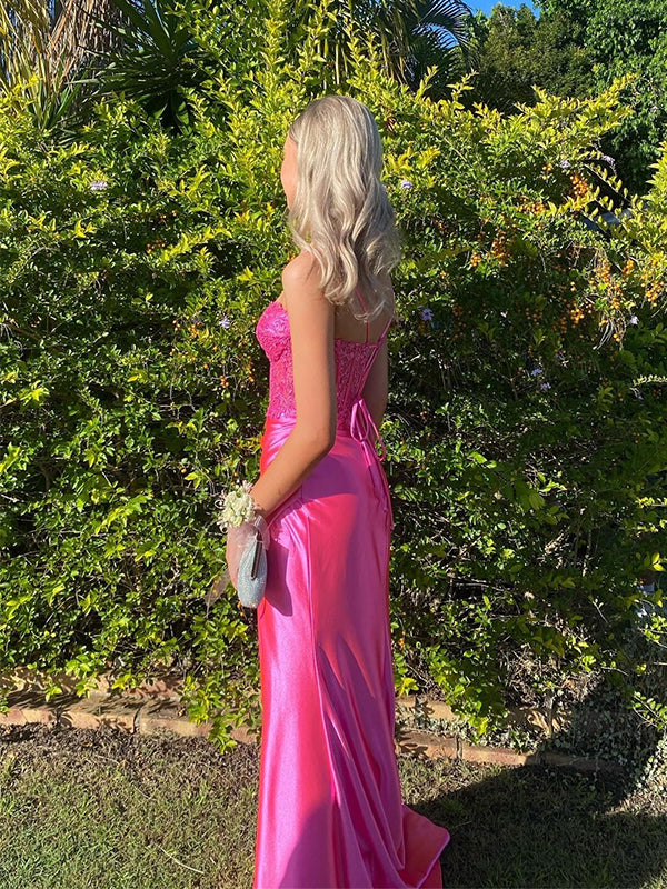 Cute Spaghetti Straps V-Neck Lace Top Mermaid Long Prom Party Dress,PDS11757