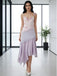 Floral Spaghetti Straps Ruffles Chiffon Sleeveless Sheath Long Prom Party Dress,PDS11825