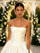 Luxury Satin Pleats Sleeveless A-Line Floor Length Wedding Dresses, WD0379