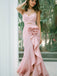 Pretty Ruffles Side Slit V-Neck Sleeveless Mermaid Long Prom Party Dress,PDS11773