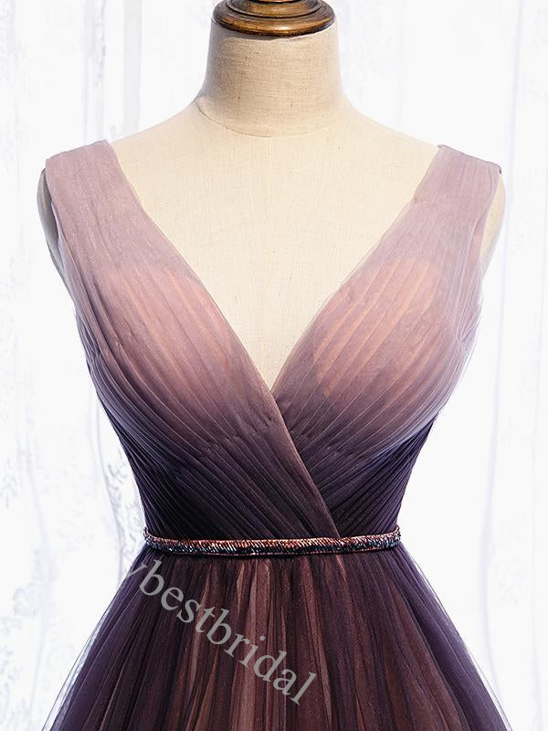 Elegant V-neck Sleeveless A-line Long Prom Dress,PDS11554