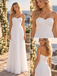 Elegant Strapless Sweetheart Pleated Chiffon Floor Length Beach Wedding Dress, WD0397