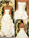 Luxury Satin Pleats Sleeveless A-Line Floor Length Wedding Dresses, WD0379