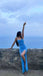 Blue Jewel Sleeveless Side Slit Sheath Floor Length Prom Dress,PDS11620