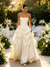 Luxury Satin Pleats Sleeveless A-Line Floor Length Wedding Dresses, WD0379