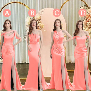 Croal Mismatch Sleeveless Side Slit Mermaid Bridesmaid Dressess, BDS0391