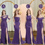 Plum Mismatch Sleeveless Side Slit Mermaid Bridesmaid Dressess, BDS0396