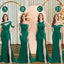 Emerald Mismatch Sleeveless Side Slit Mermaid Bridesmaid Dressess, BDS0394