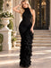 Luxury Black Halter Ruffled Mermaid Long Evening Party Dress,PDS118538