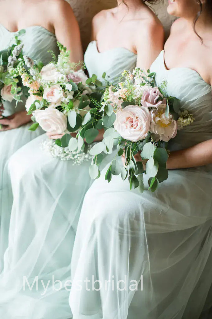 Elegant Sweetheart Sleeveless Long A-line Bridesmaid Dressess, BDS0307